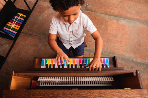 Adesivos de identificação das notas do Mini Piano Essenfelder EM70